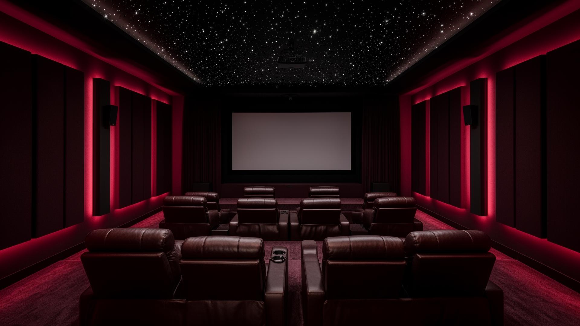Luxury private home cinema with premium seating and ambient lighting
